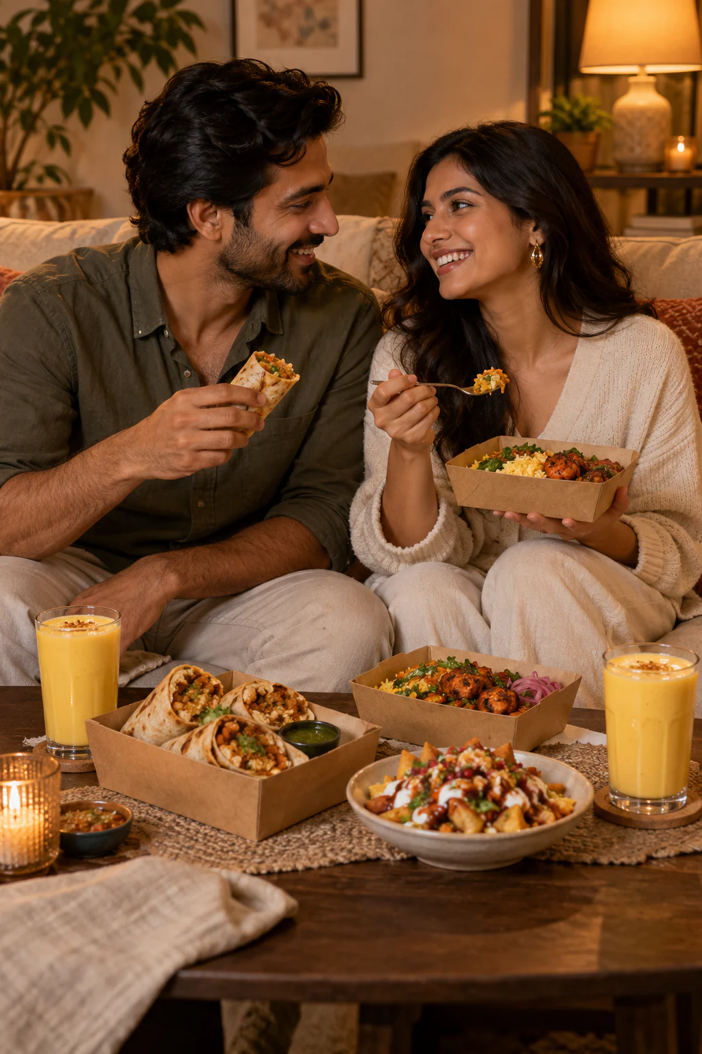 MINI FEASTS, an editorial scene enjoying Indian food